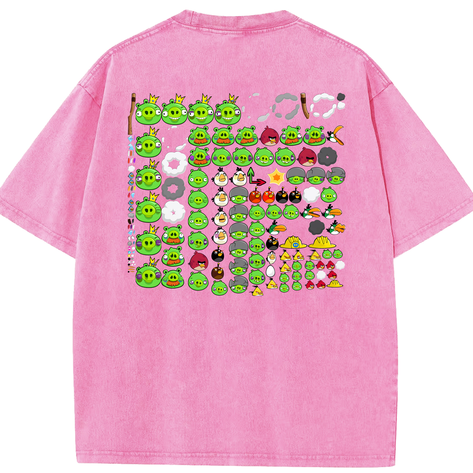 （画像用） Angry Birds アングリーバード 綿100% ヴィンテージ風 半袖Tシャツ（背面プリント）